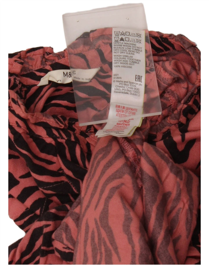 MARKS & SPENCER Girls Tiered Dress 11-12 Years Pink Animal Print