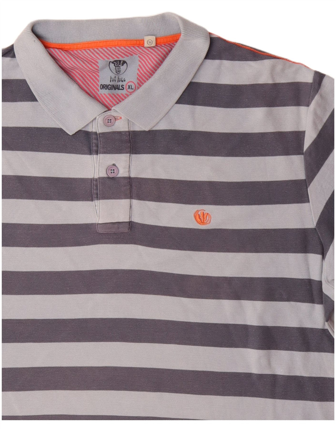 FAT FACE Mens Polo Shirt XL Blue Striped Cotton