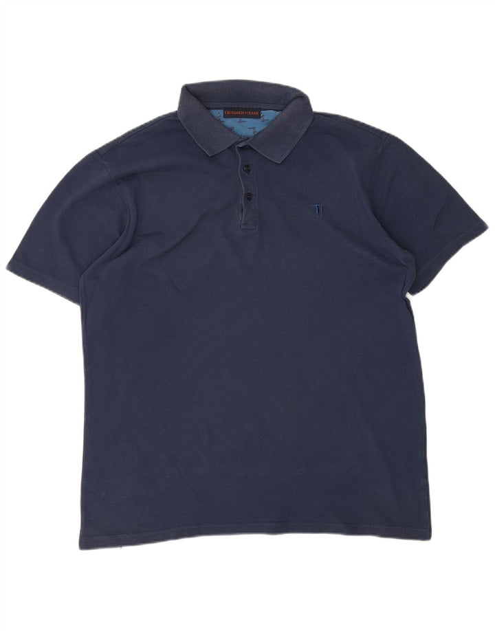 Trussardi Jeans Mens Polo Shirt Large Navy Blue
