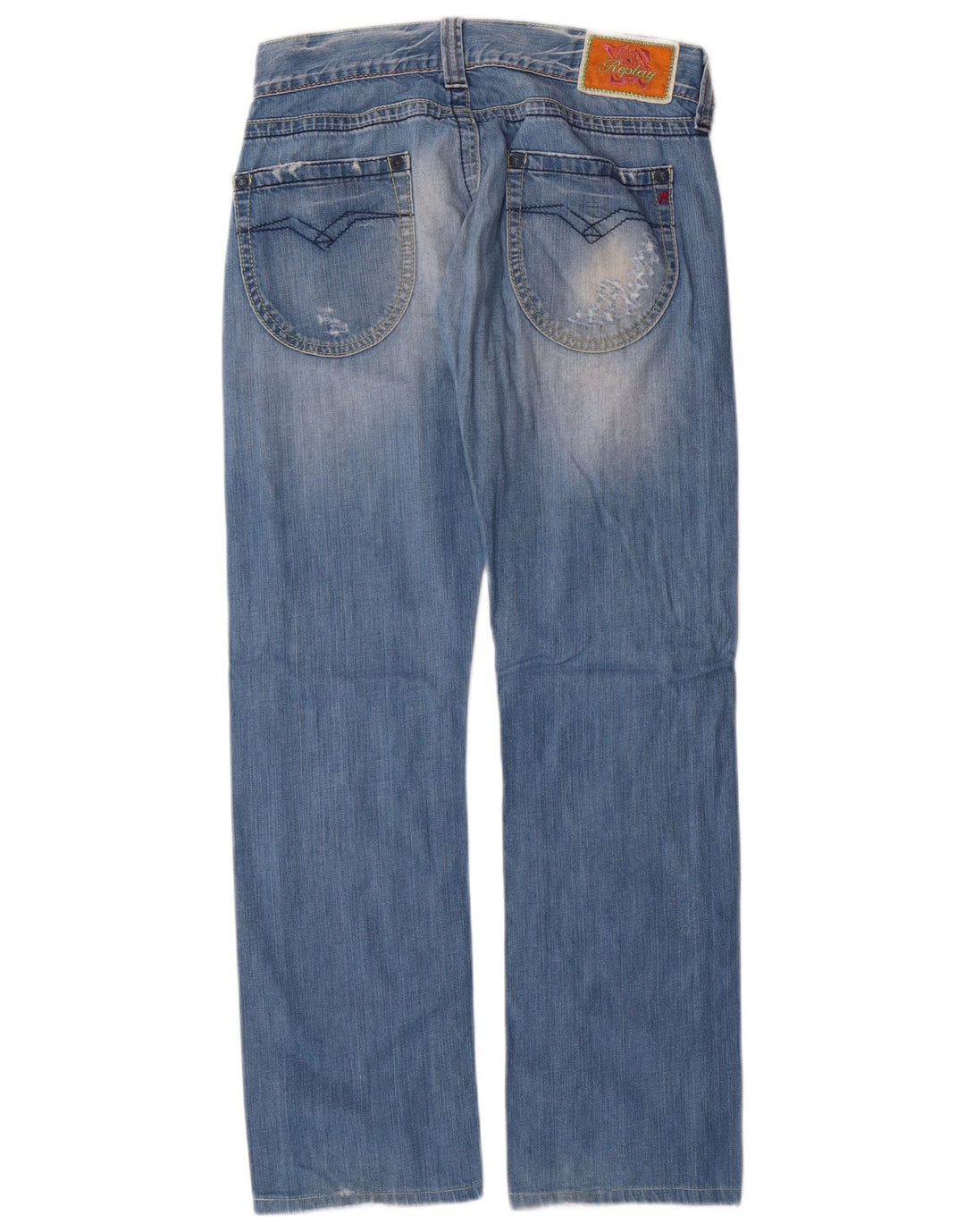 Replay Womens Straight Jeans W27 L32 Blue Cotton
