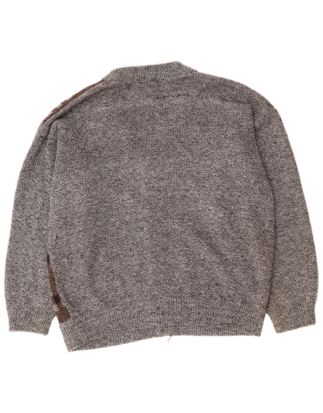 VINTAGE Mens Cardigan Sweater 2XL Grey Argyle/Diamond Acrylic