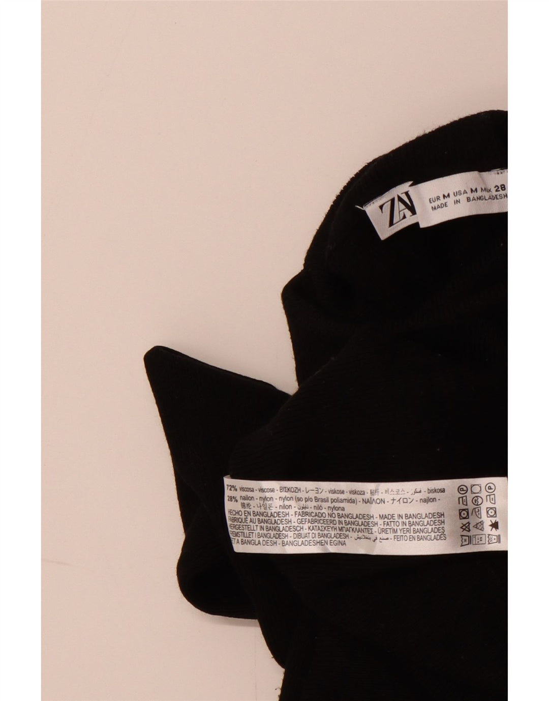 ZARA Womens Crop Roll Neck Jumper Sweater UK 12 Medium Black Viscose