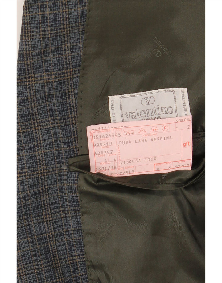 VALENTINO Mens 2 Button Blazer Jacket IT 50 Large Blue Check Viscose