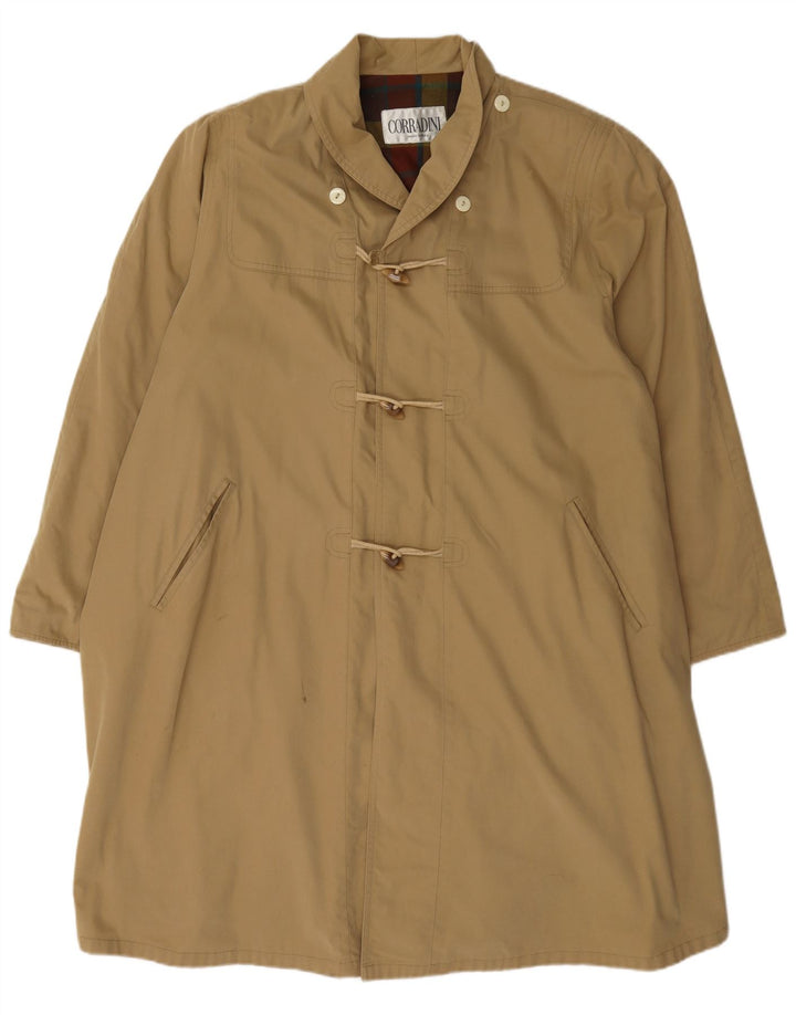 Vintage Womens Loose Fit Duffle Coat IT 42 Medium Beige Cotton