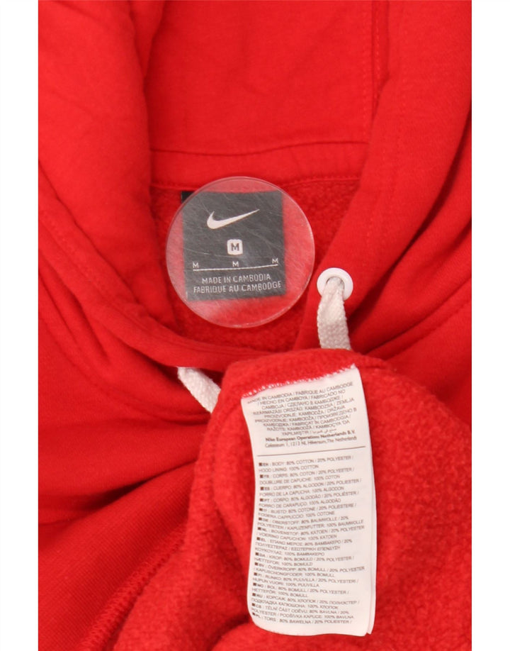 Nike Mens Hoodie Jumper Medium Red Cotton