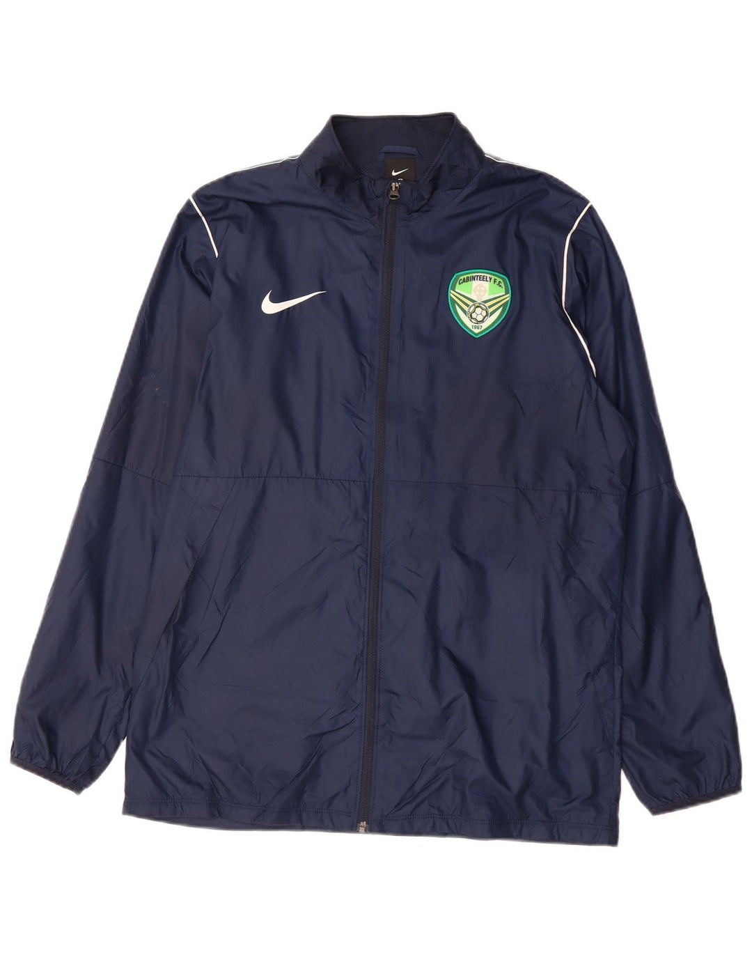 NIKE Mens Graphic Rain Jacket UK 40 Large Navy Blue Polyester