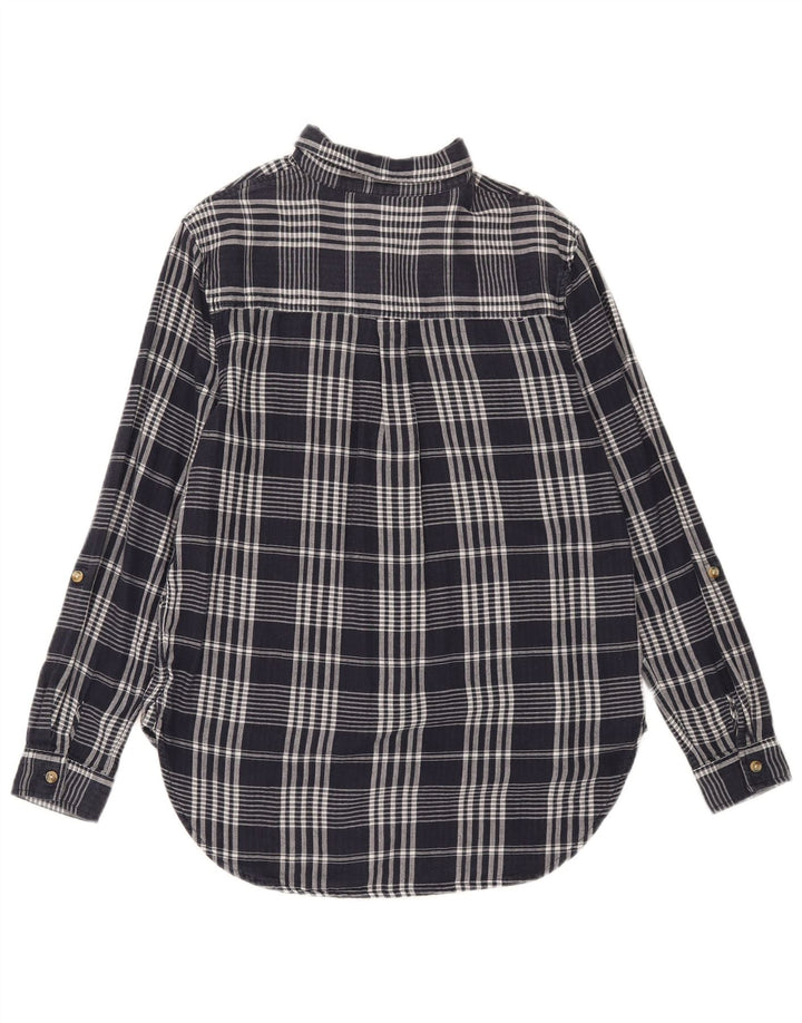 Marks & Spencer Womens Oversized Shirt UK 8 Small Navy Blue Check Cotton