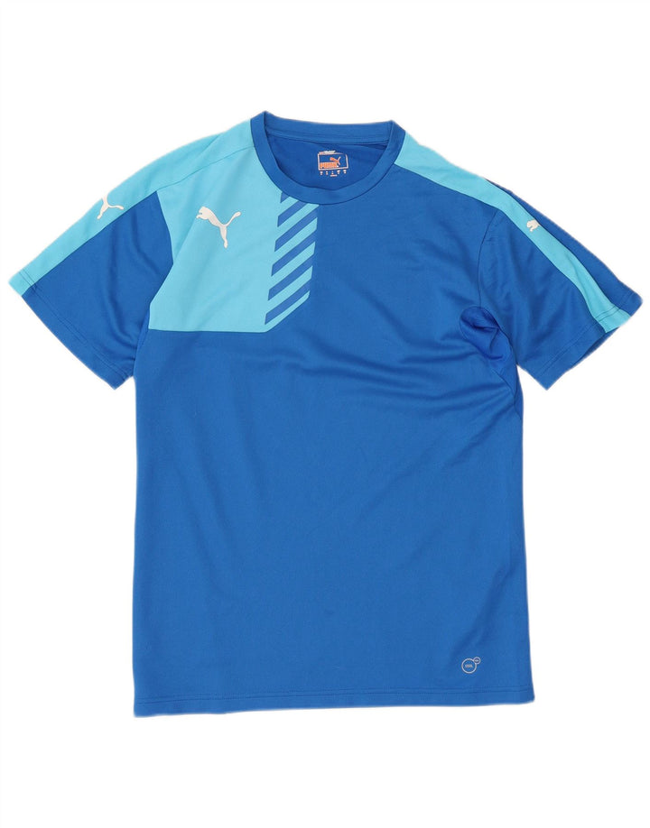Puma Mens T-Shirt Top Medium Blue Colourblock Polyester