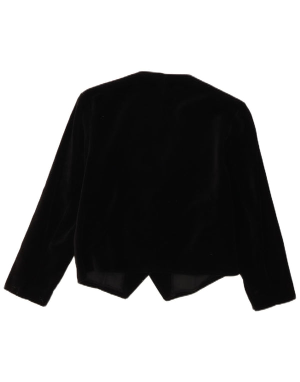 Vintage Girls 1 Button Velvet Bolero Jacket 10-11 Years Black Cotton