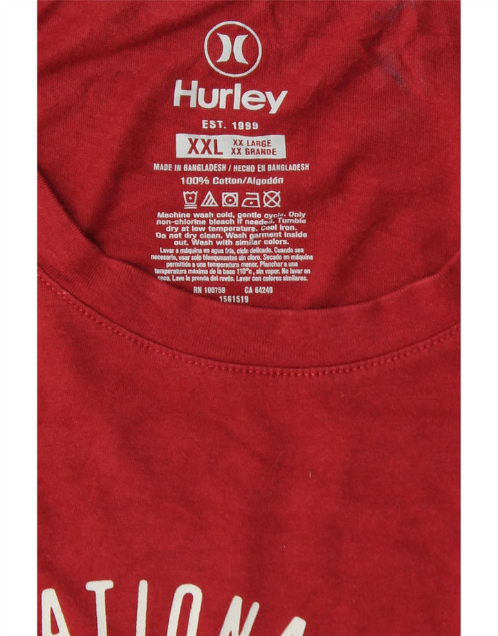 HURLEY Mens Graphic T-Shirt Top 2XL Red Cotton