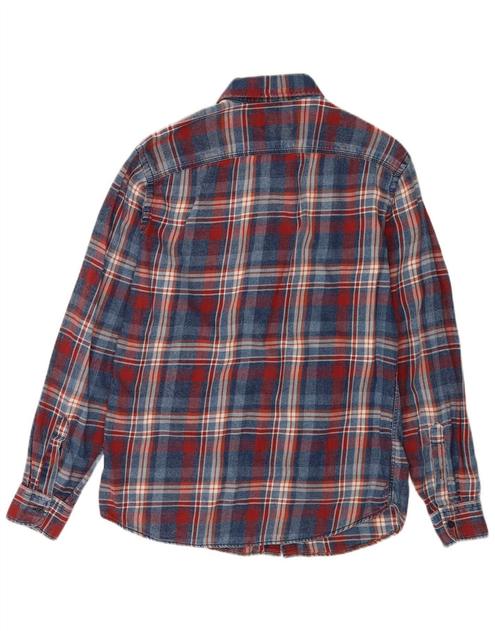 Jack & Jones Mens Denim Shirt Medium Navy Blue Check Cotton