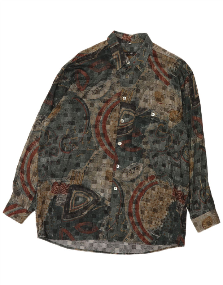 Vintage Mens Abstract Pattern Shirt Large Multicoloured