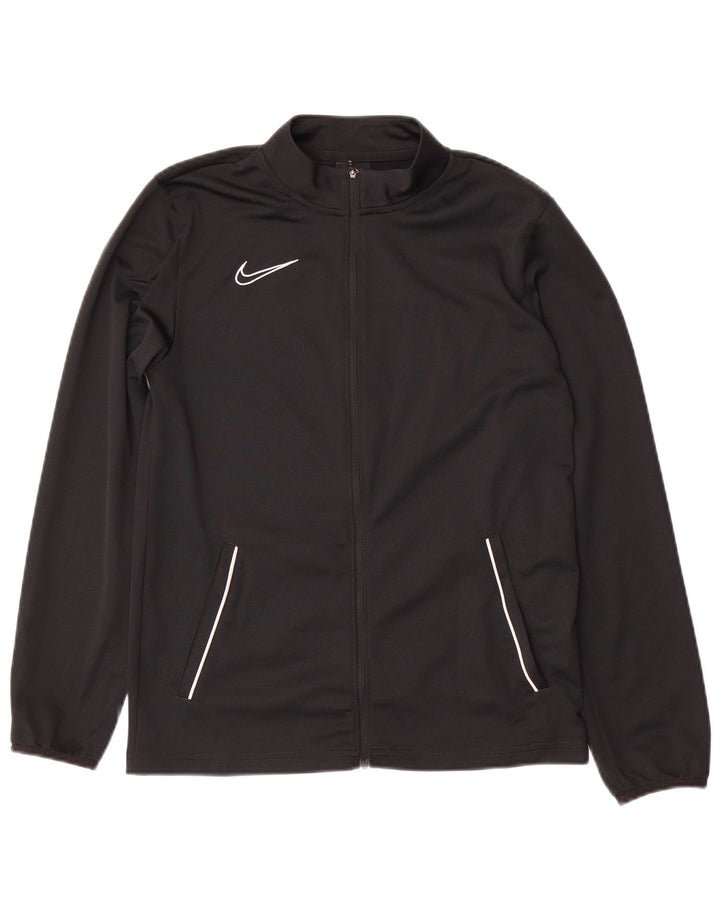 NIKE Boys Dri Fit Tracksuit Top Jacket 13-14 Years XL Black Polyester