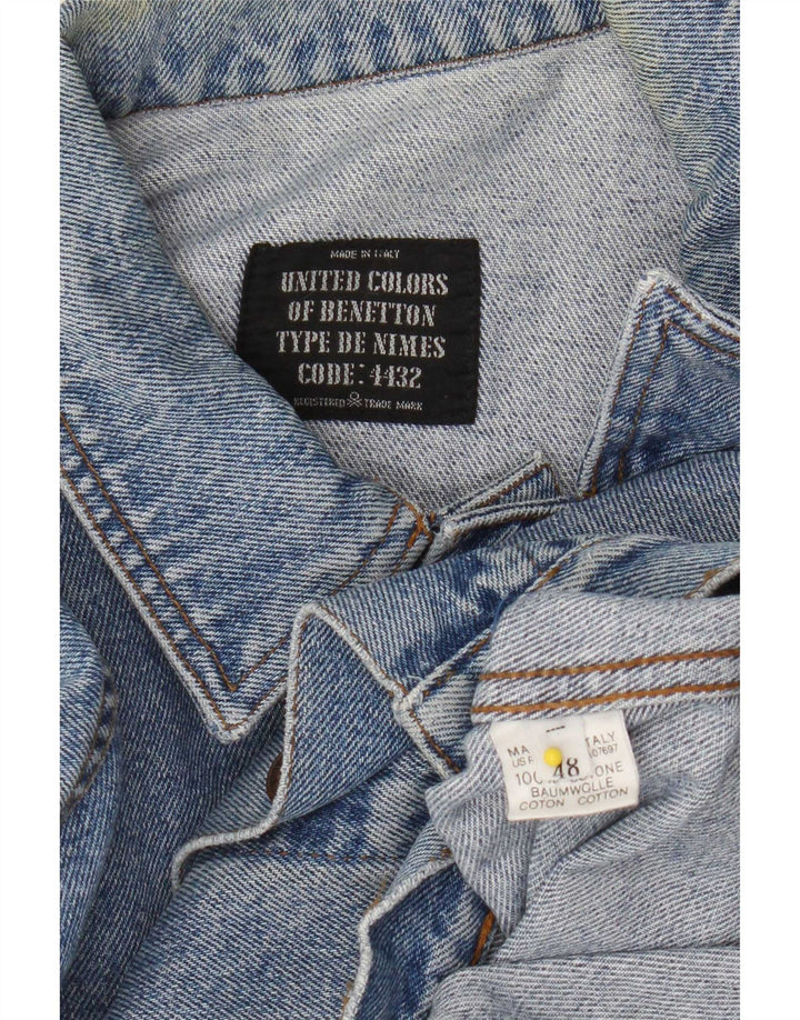 Benetton Mens Denim Jacket IT 48 Medium Blue Cotton