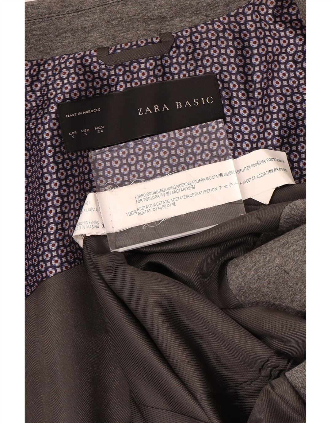 ZARA Womens 1 Button Blazer Jacket UK 10 Small Grey Acetate