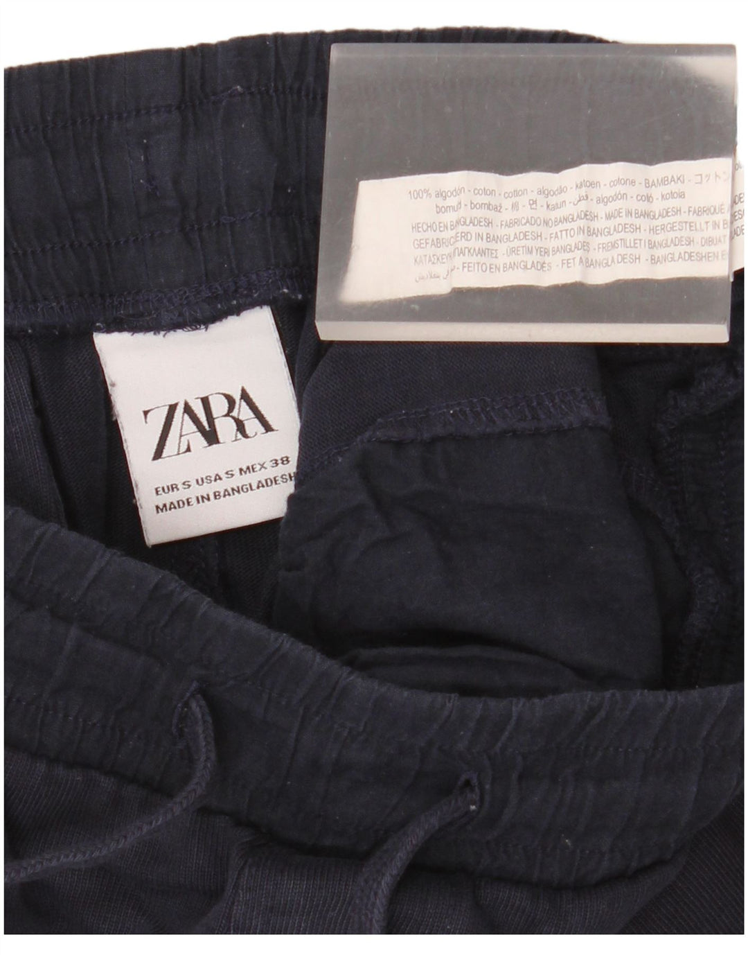 Zara Mens Cargo Tracksuit Trousers Joggers Small Navy Blue Cotton
