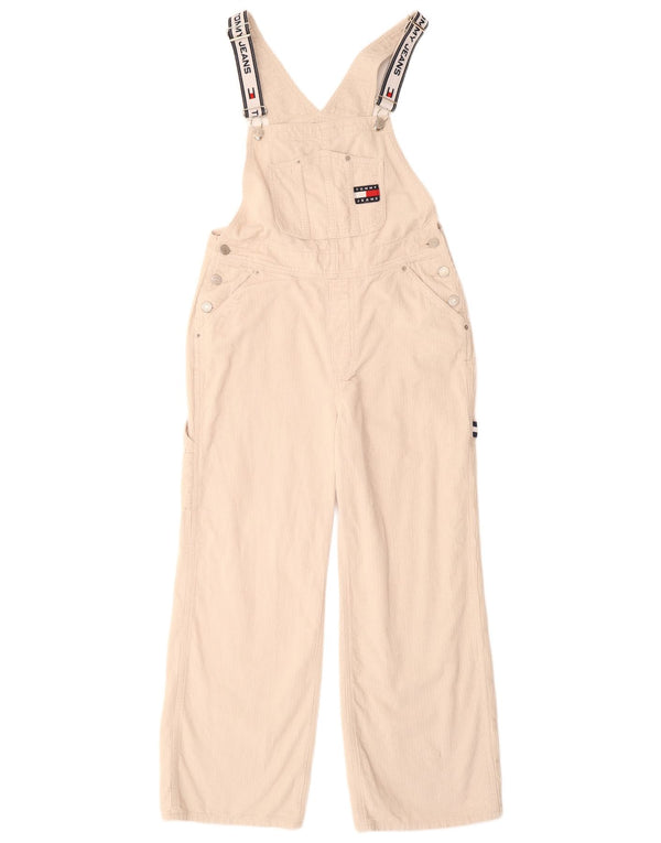 TOMMY HILFIGER Womens Capri Dungarees Trousers Small W30 L20 Off White