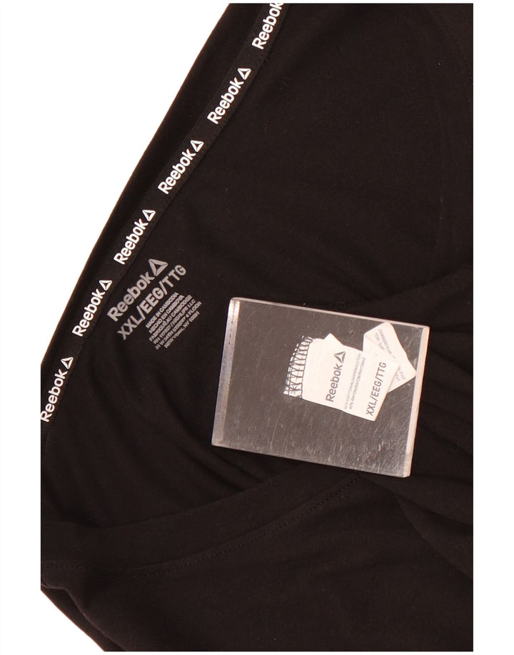 Reebok Mens Graphic T-Shirt Top 2XL Black Cotton
