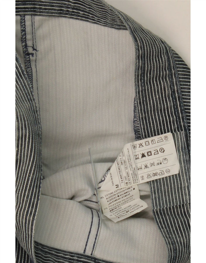 BENETTON Boys Denim Jacket 7-8 Years Medium Grey Pinstripe Cotton Vintage Benetton and Second-Hand Benetton from Messina Hembry 