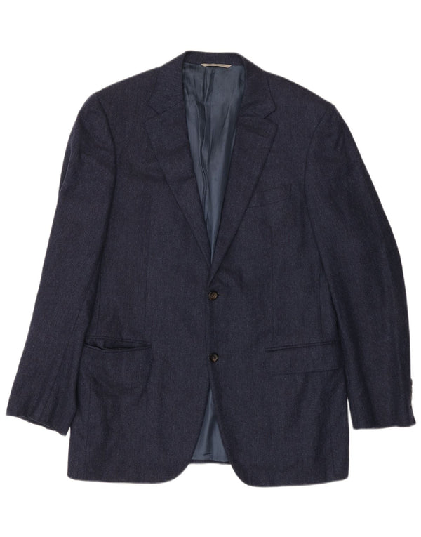CANALI Mens 2 Button Blazer Jacket IT 52 XL Navy Blue Herringbone Cashmere