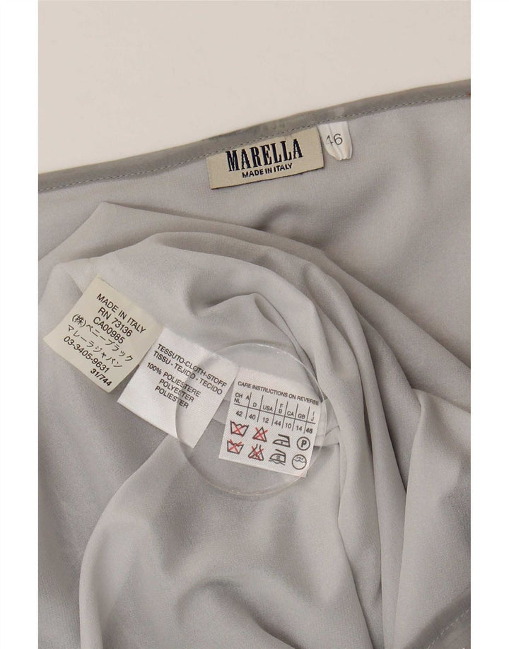 Marella Womens See Through Blouse Top UK 14 Large Grey Floral Polyester