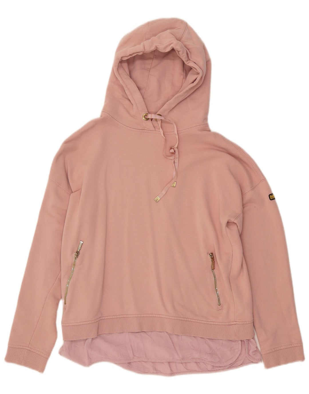 BARBOUR Womens Hoodie Jumper UK 12 Medium Pink Cotton