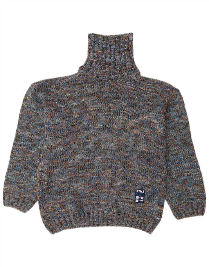 NORTH POLE Mens Roll Neck Jumper Sweater Medium Blue Flecked Wool