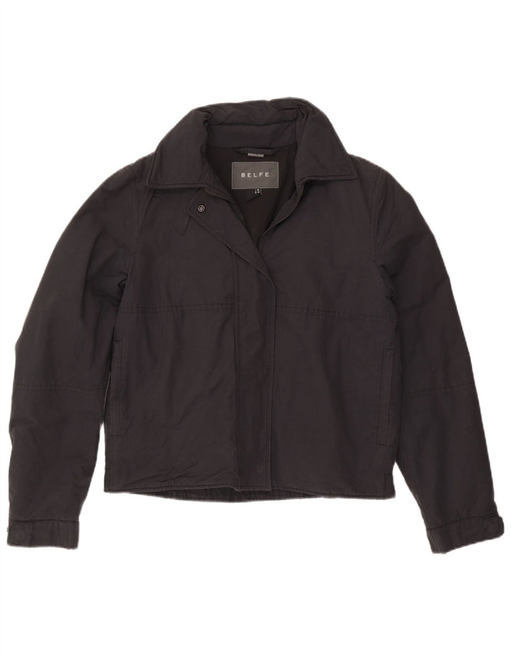 Belfe Womens Bomber Jacket UK 8 Small Black Cotton