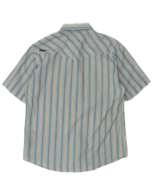 Tommy Hilfiger Boys Short Sleeve Shirt 11-12 Years Blue Pinstripe Cotton