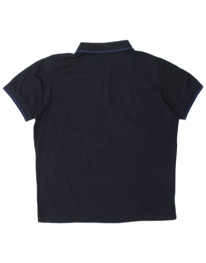 TRUSSARDI Mens Polo Shirt Medium Navy Blue Cotton