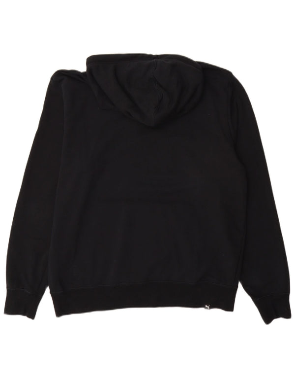 PUMA Mens Graphic Hoodie Jumper Large Black Colourblock Cotton