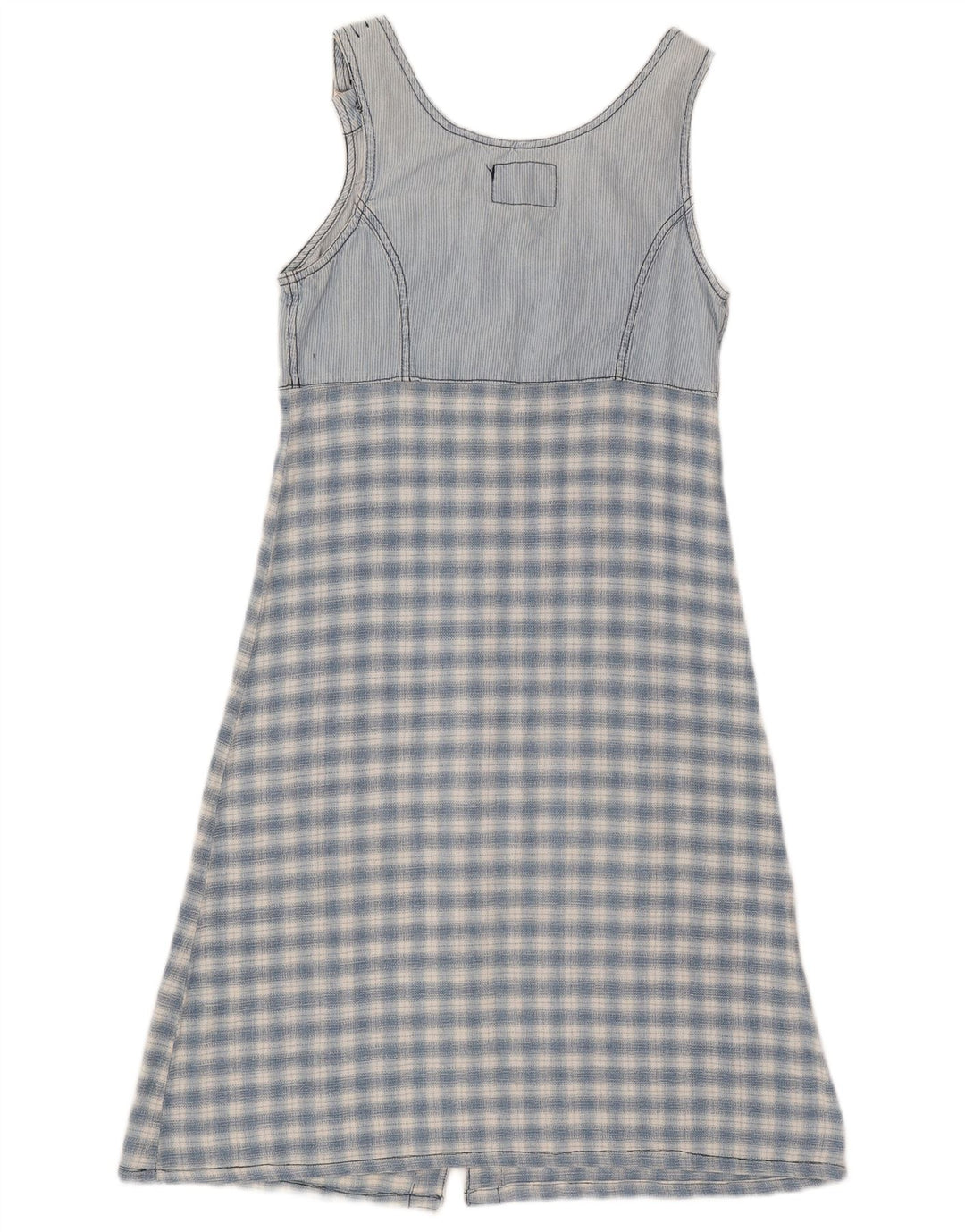 SQUAW Womens Sleeveless Denim Dress UK 10 Small Blue Check