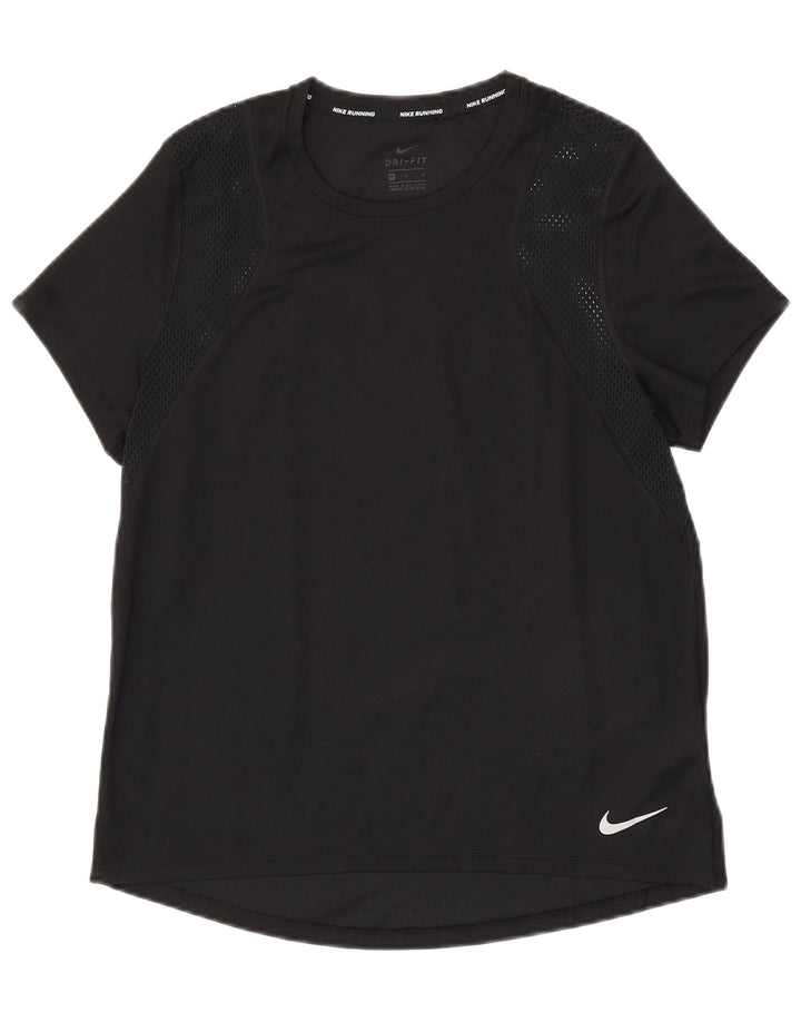 NIKE Womens Dri Fit T-Shirt Top UK 14 Medium Black Polyester