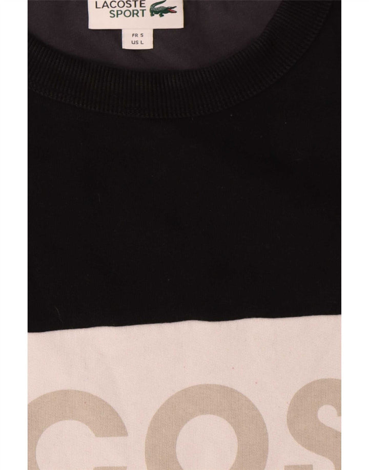 Lacoste Mens Graphic Sweatshirt Jumper Size 5 Large Black Colourblock