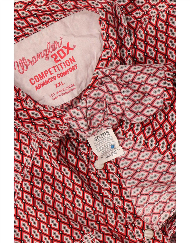 Wrangler Mens Shirt 2XL Red Geometric Cotton