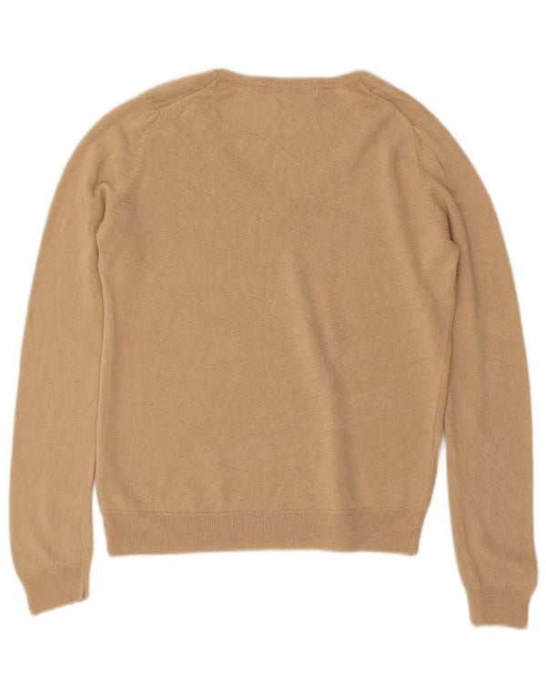 Marks & Spencer Womens V-Neck Jumper Sweater UK 12 Medium Beige Acrylic