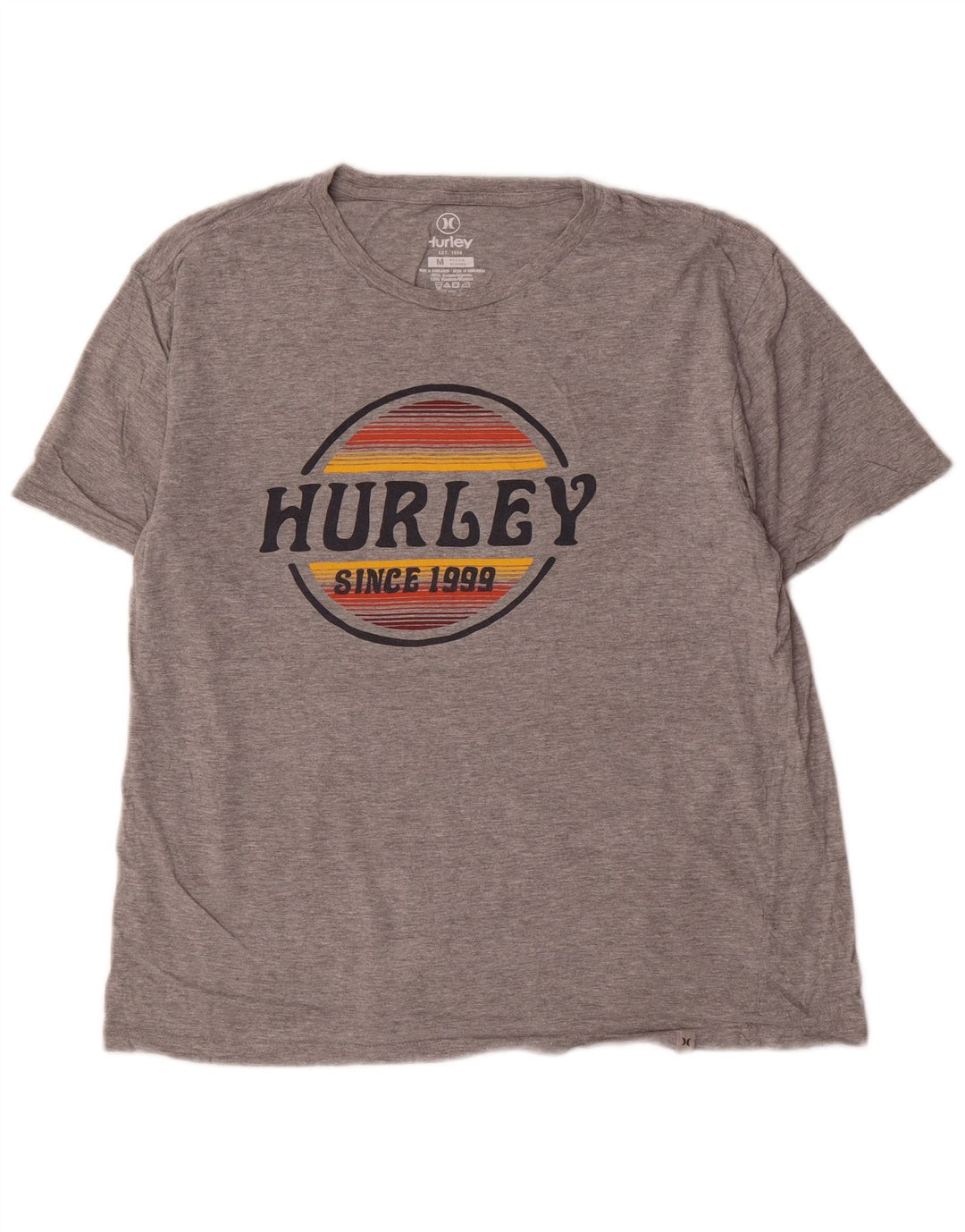 Hurley Mens Graphic T-Shirt Top Medium Grey Cotton