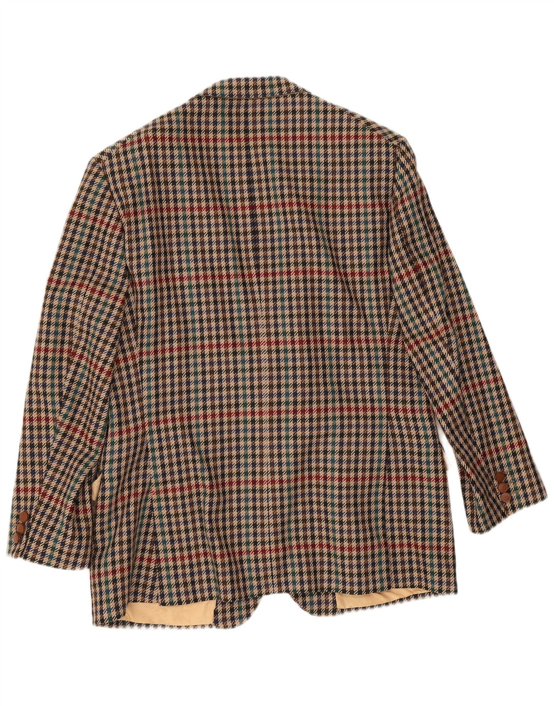 DAKS Mens 2 Button Blazer Jacket UK 38 Medium Brown Houndstooth Wool