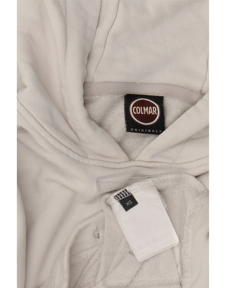 COLMAR Womens Crop Oversized Hoodie Jumper UK 6 XS White Cotton