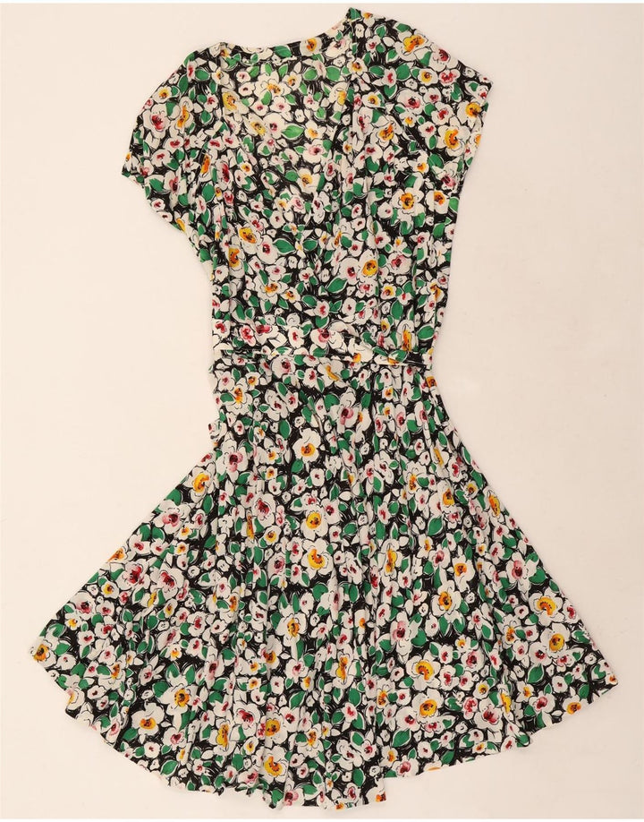 Vintage Womens Wrap Dress UK 12 Medium Multicoloured Floral