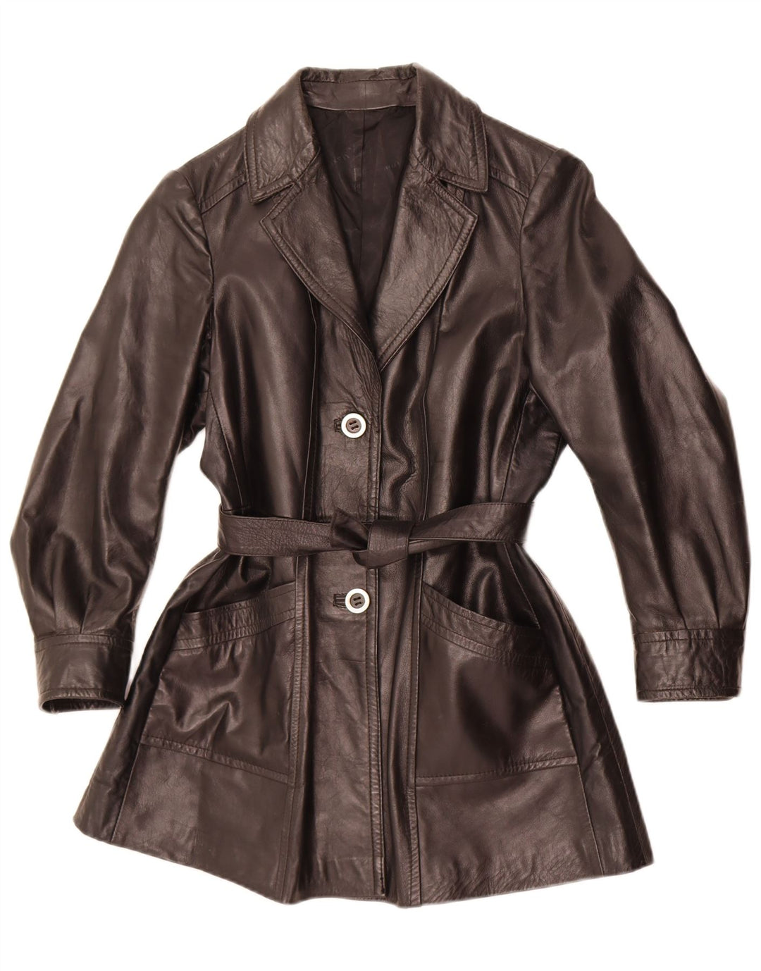 Maxime Womens Leather Coat IT 48 XL Black