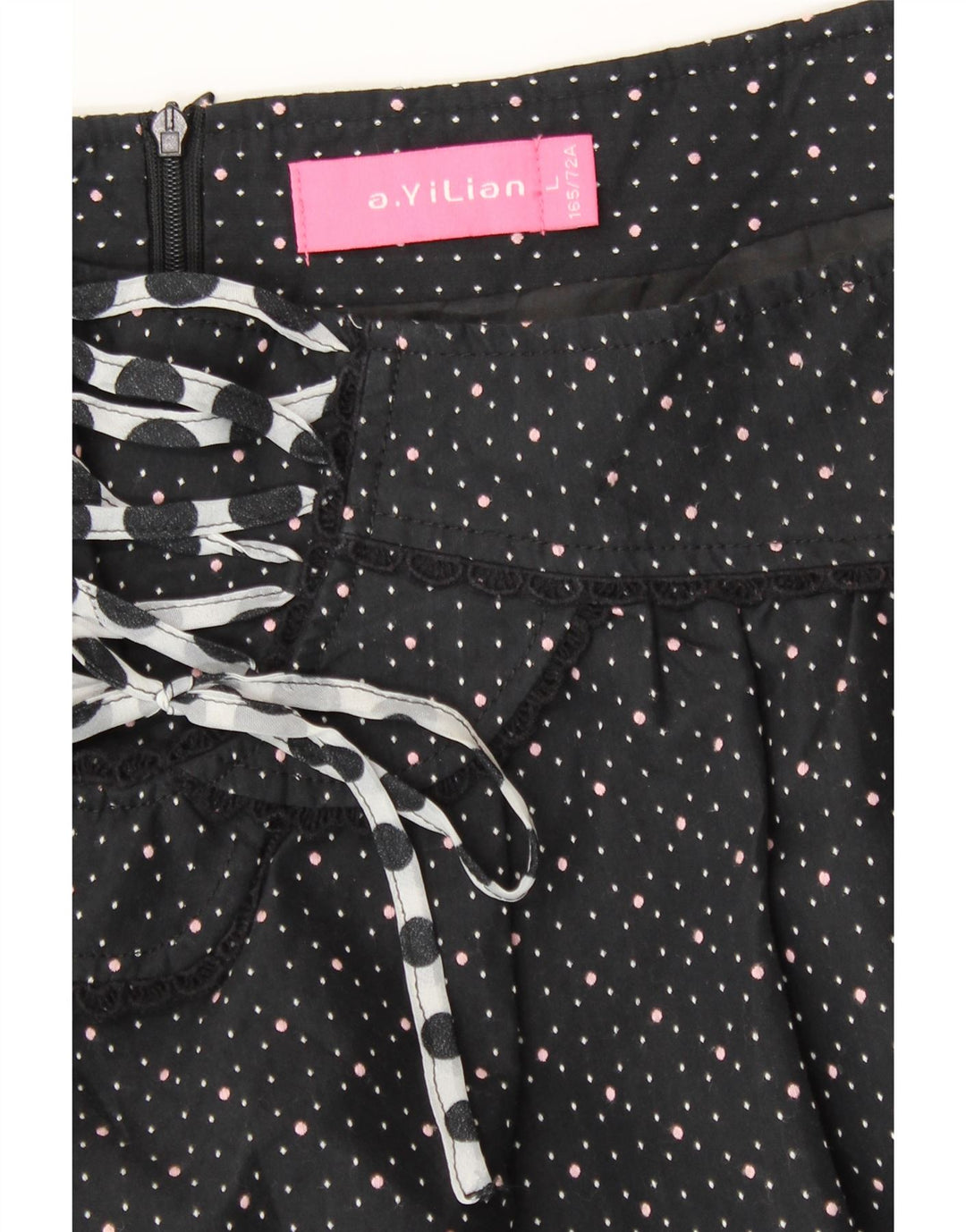A.YILIAN Womens Mini Skirt Large W30  Black Spotted