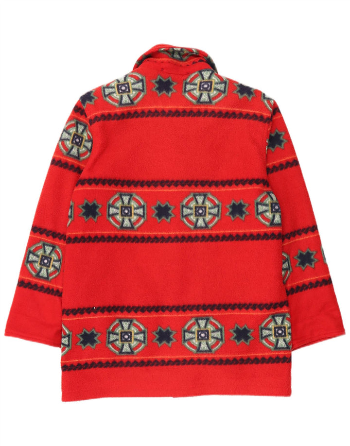 Vintage Womens Oversized Overcoat UK 16 Large Red Geometric Polyester