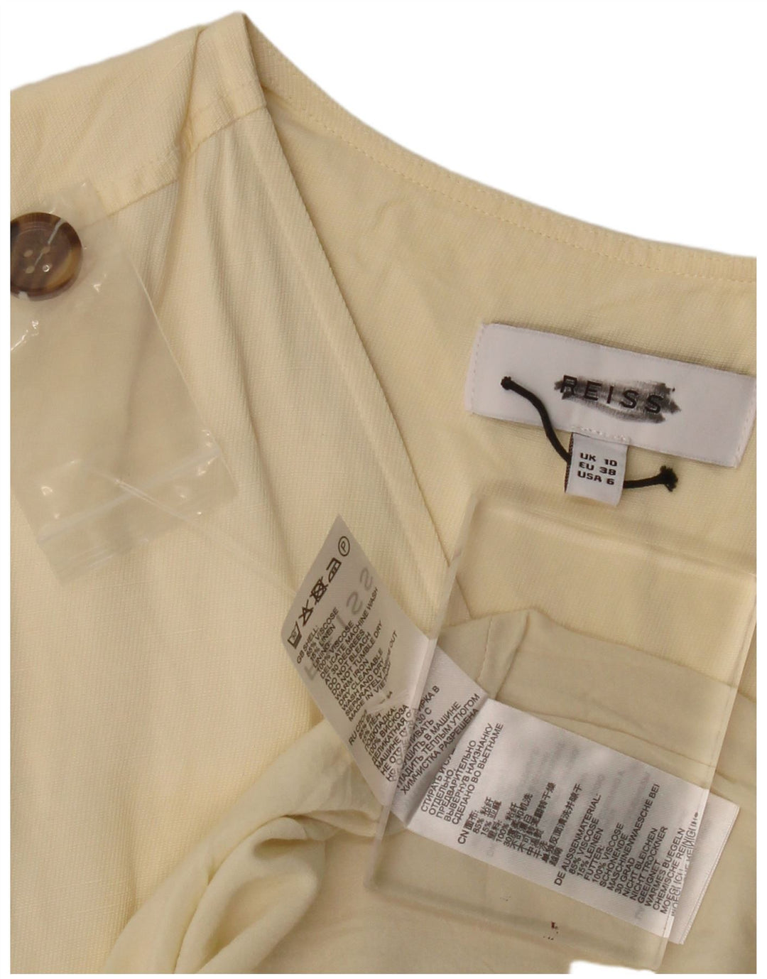 REISS Womens Sheath Dress UK 10 Small  Beige Viscose