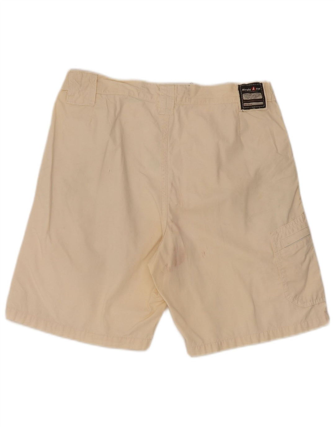 Murphy & Nye Mens Cargo Shorts W33 Medium Off White Cotton
