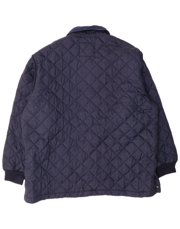 European Project Mens Quilted Jacket UK 44 2XL Navy Blue Nylon