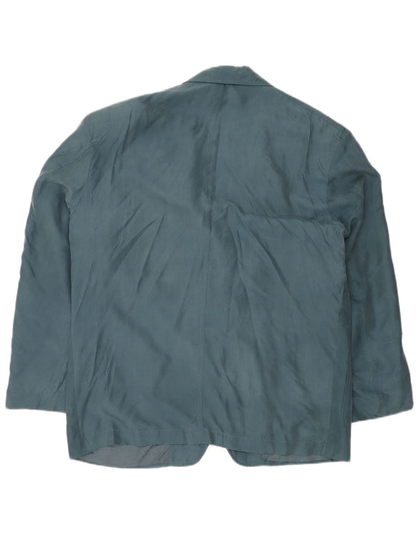 TRUSSARDI Mens 2 Button Blazer Jacket IT 54 2XL Blue Silk