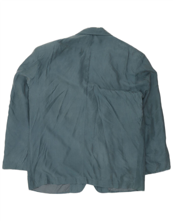 TRUSSARDI Mens 2 Button Blazer Jacket IT 54 2XL Blue Silk