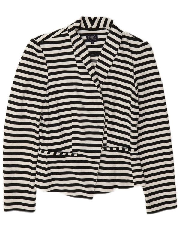Marks & Spencer Womens Blazer Jacket UK 10 Small Navy Blue Striped Nautical