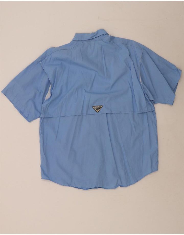COLUMBIA Mens Short Sleeve Shirt Small Blue Polyester